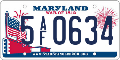 MD license plate 5AF0634