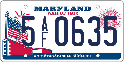 MD license plate 5AF0635