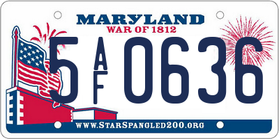 MD license plate 5AF0636
