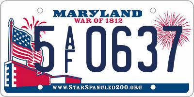 MD license plate 5AF0637