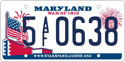 MD license plate 5AF0638