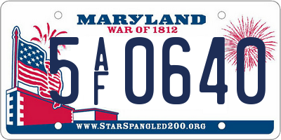 MD license plate 5AF0640