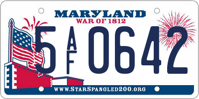 MD license plate 5AF0642