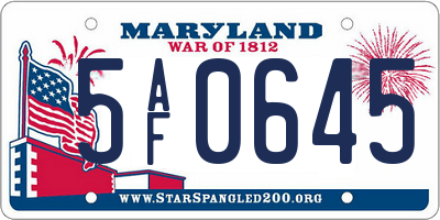 MD license plate 5AF0645