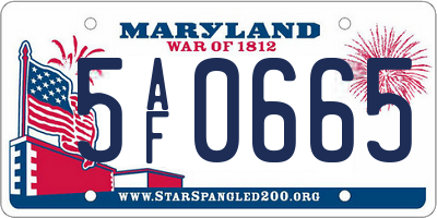 MD license plate 5AF0665