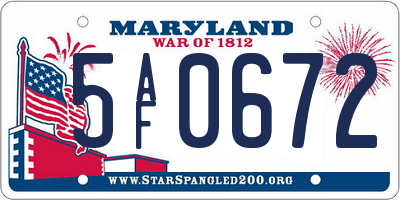 MD license plate 5AF0672