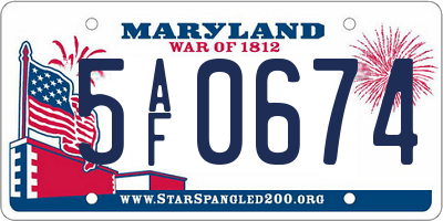 MD license plate 5AF0674