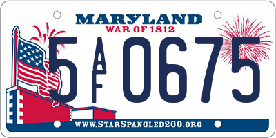 MD license plate 5AF0675