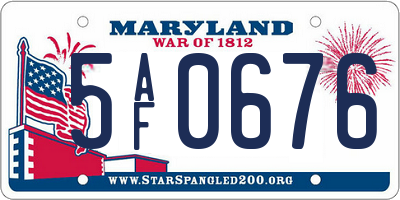 MD license plate 5AF0676
