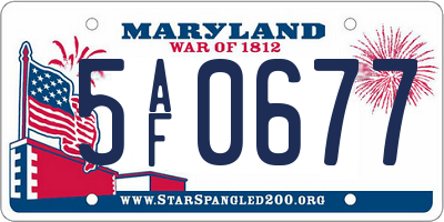 MD license plate 5AF0677