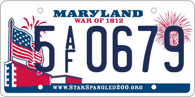 MD license plate 5AF0679