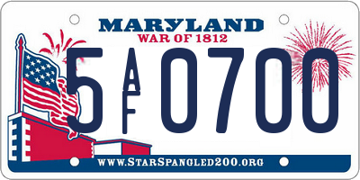 MD license plate 5AF0700