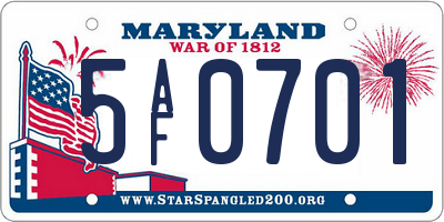 MD license plate 5AF0701