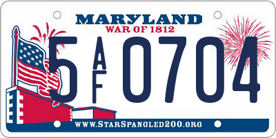 MD license plate 5AF0704