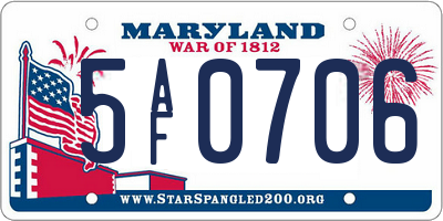 MD license plate 5AF0706