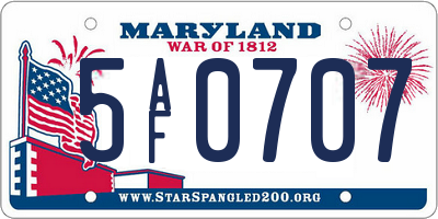 MD license plate 5AF0707