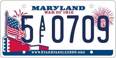 MD license plate 5AF0709