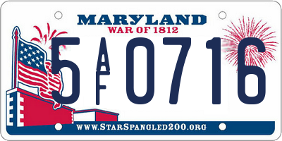 MD license plate 5AF0716