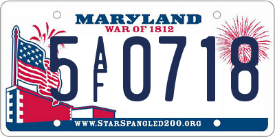MD license plate 5AF0718