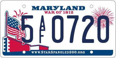 MD license plate 5AF0720