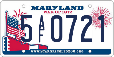MD license plate 5AF0721
