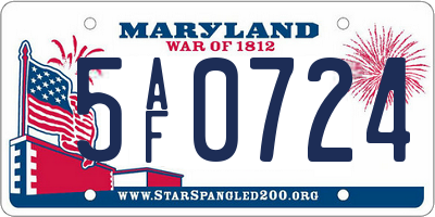 MD license plate 5AF0724