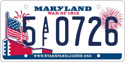 MD license plate 5AF0726