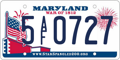 MD license plate 5AF0727