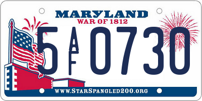 MD license plate 5AF0730