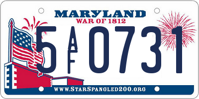MD license plate 5AF0731