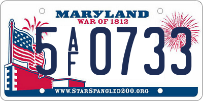 MD license plate 5AF0733