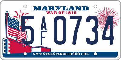 MD license plate 5AF0734