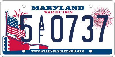 MD license plate 5AF0737