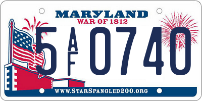 MD license plate 5AF0740