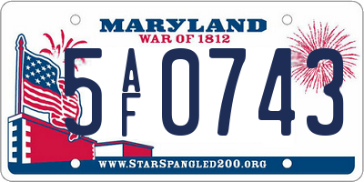 MD license plate 5AF0743