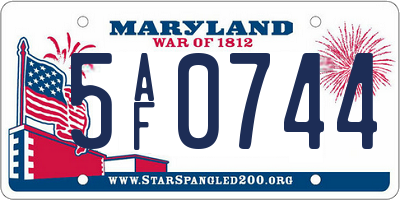 MD license plate 5AF0744