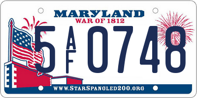 MD license plate 5AF0748