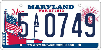 MD license plate 5AF0749