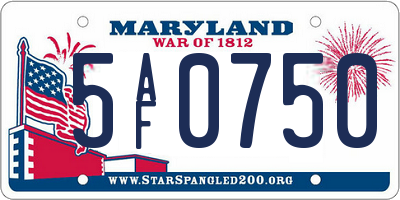 MD license plate 5AF0750