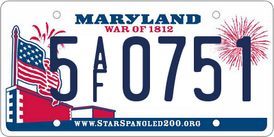 MD license plate 5AF0751