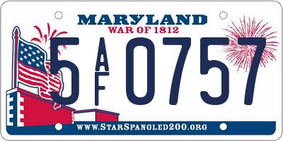 MD license plate 5AF0757
