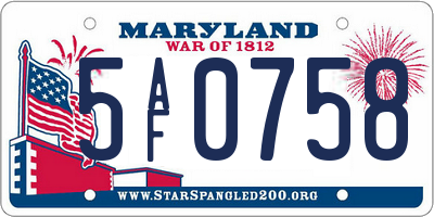MD license plate 5AF0758