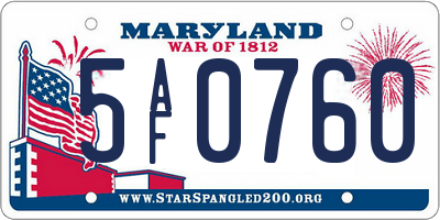 MD license plate 5AF0760
