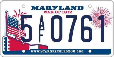 MD license plate 5AF0761