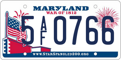 MD license plate 5AF0766