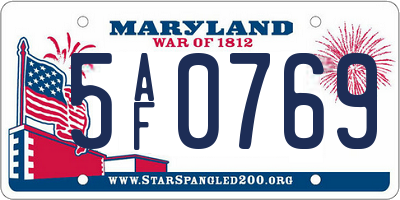 MD license plate 5AF0769