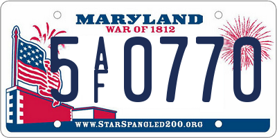 MD license plate 5AF0770