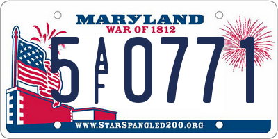 MD license plate 5AF0771