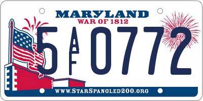 MD license plate 5AF0772