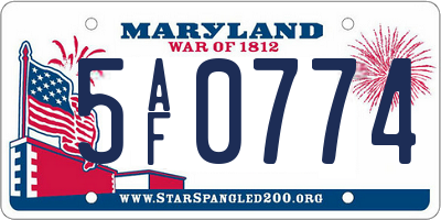MD license plate 5AF0774